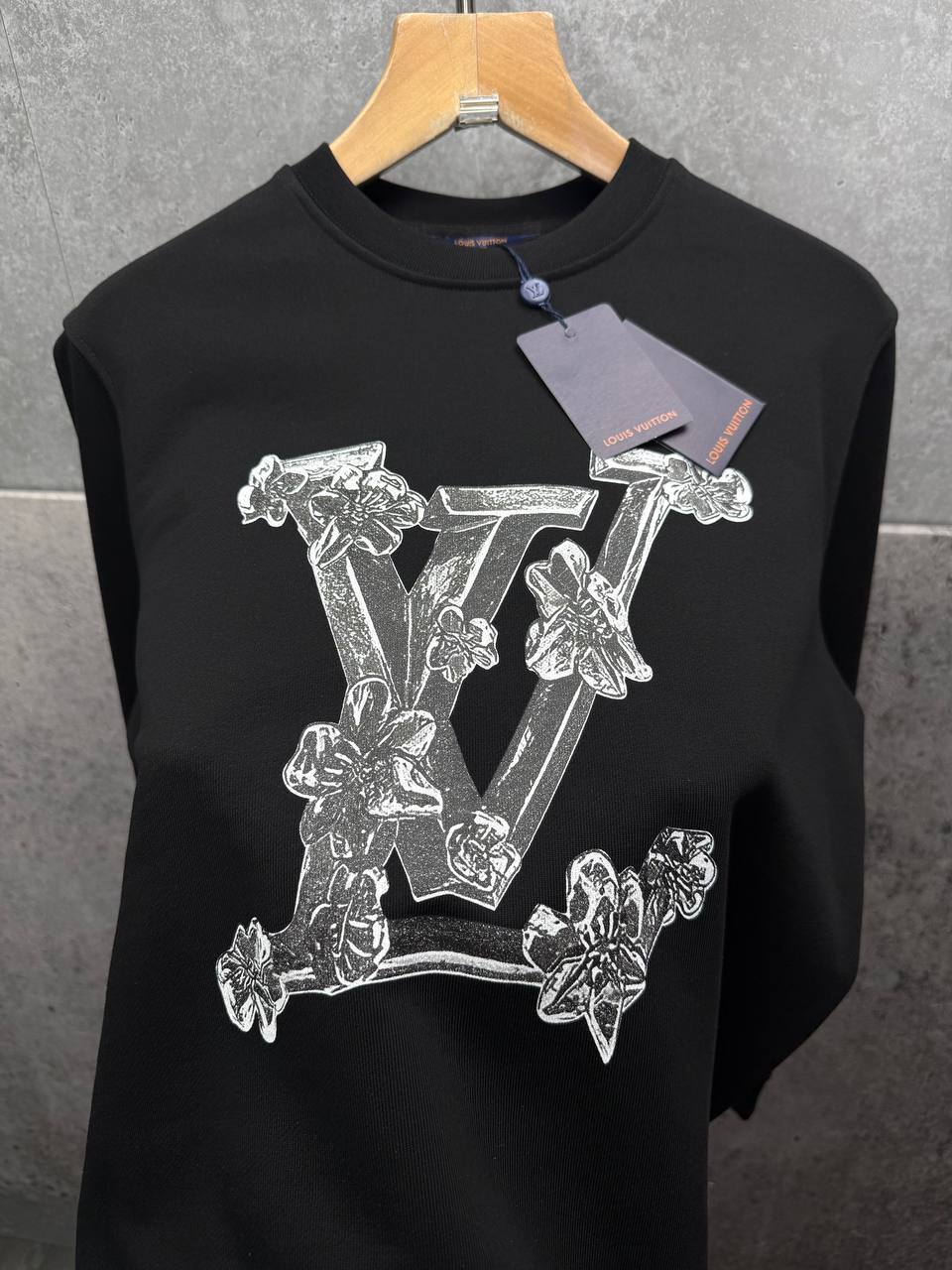 Louis Vuitton Black Jumper with a Studded LV Logo