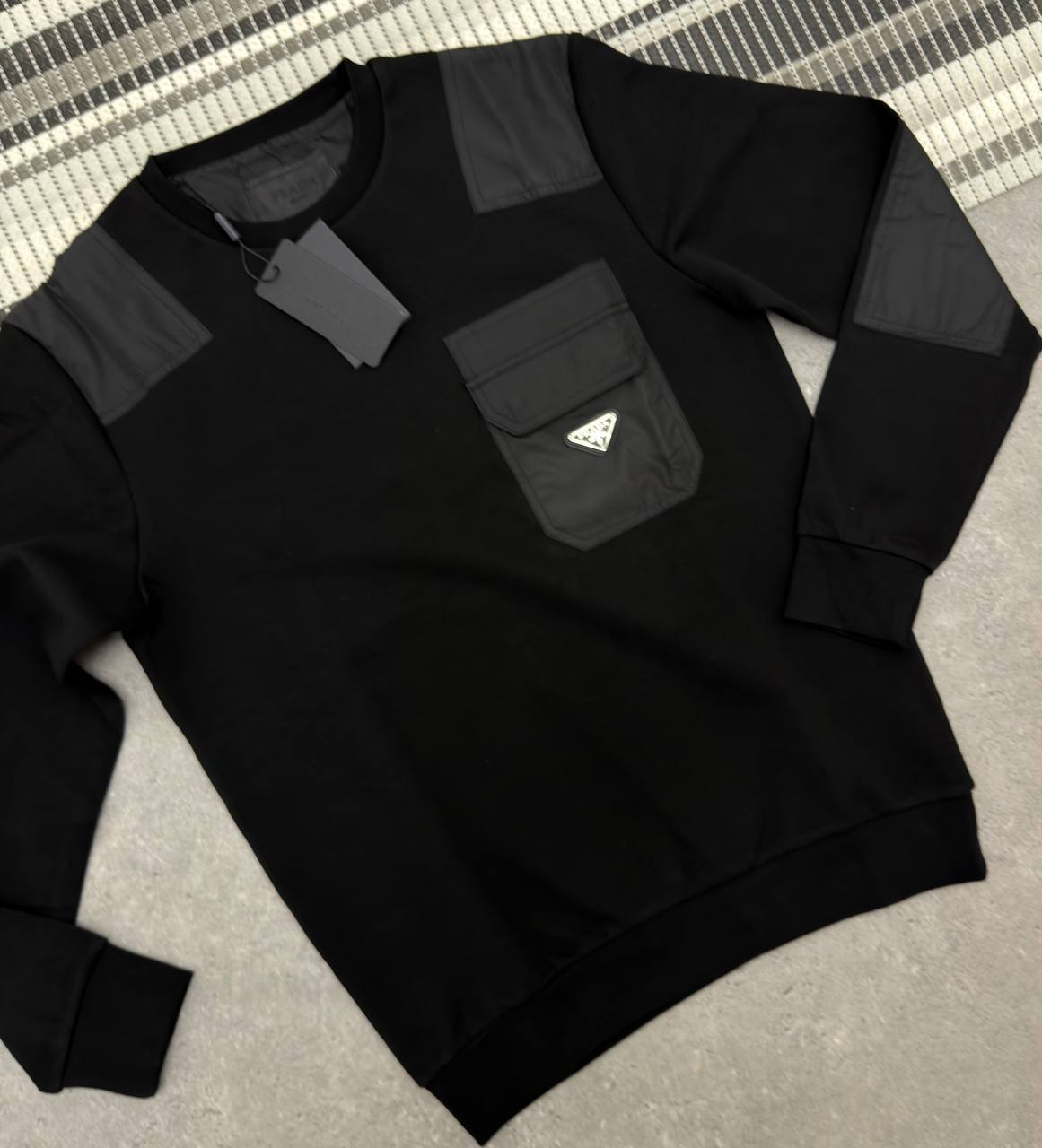 Prada Men's Re-Nylon Flap-pocket Cotton Jumper