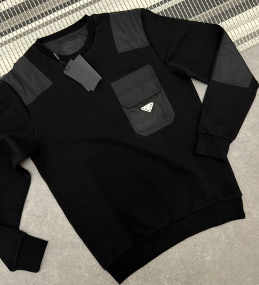 Prada Men's Re-Nylon Flap-pocket Cotton Jumper