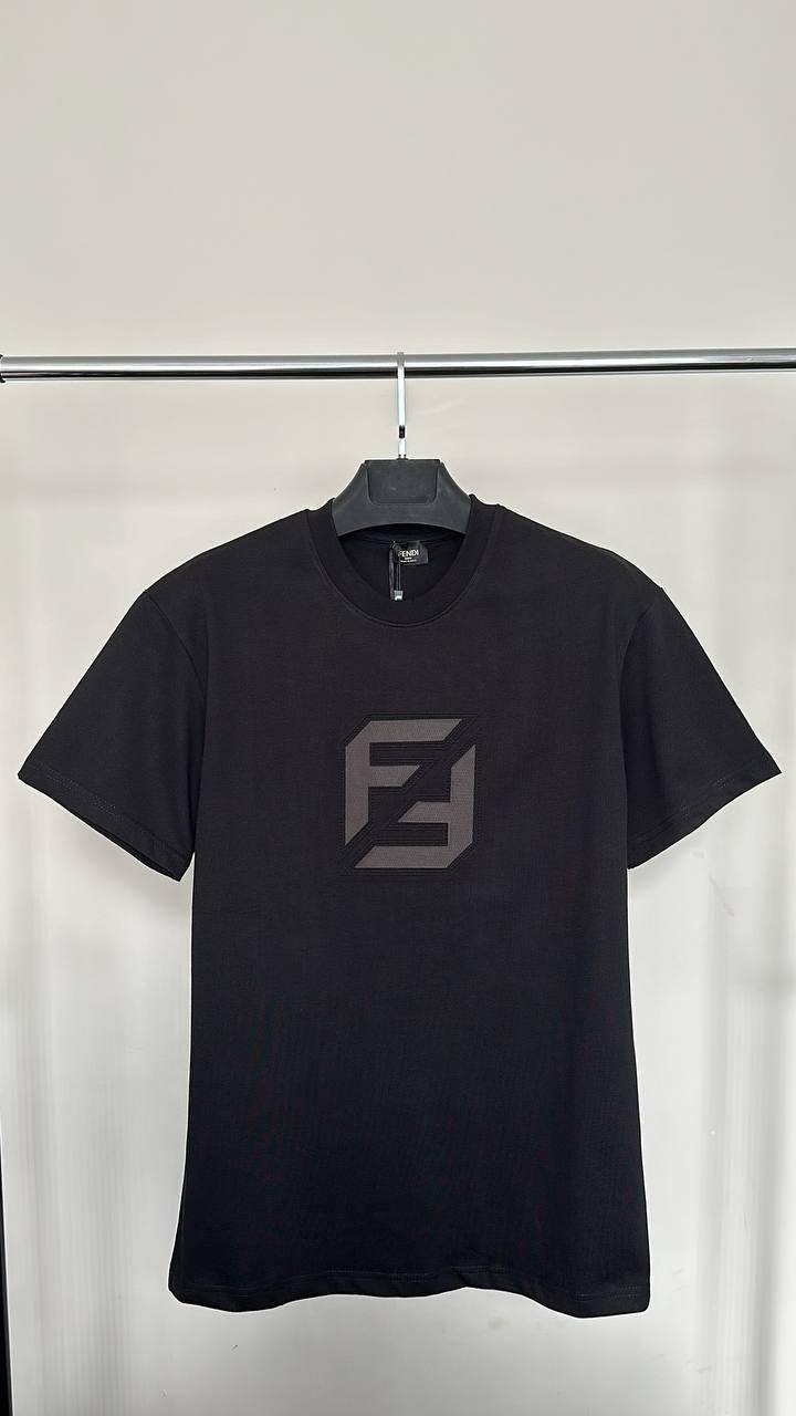 Fendi Cotton Crewneck T-Shirt with a FF Logo
