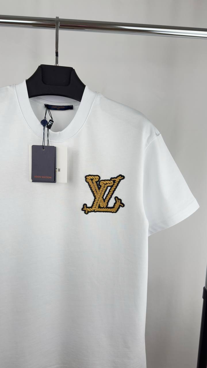 Louis Vuitton Embroidered Cotton T-Shirt with"Marque L. Vuitton déposée" Signature on the Back