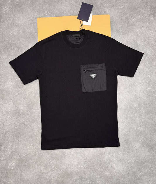 Prada Cotton T-Shirt with a Triangle Logo on the Pocket