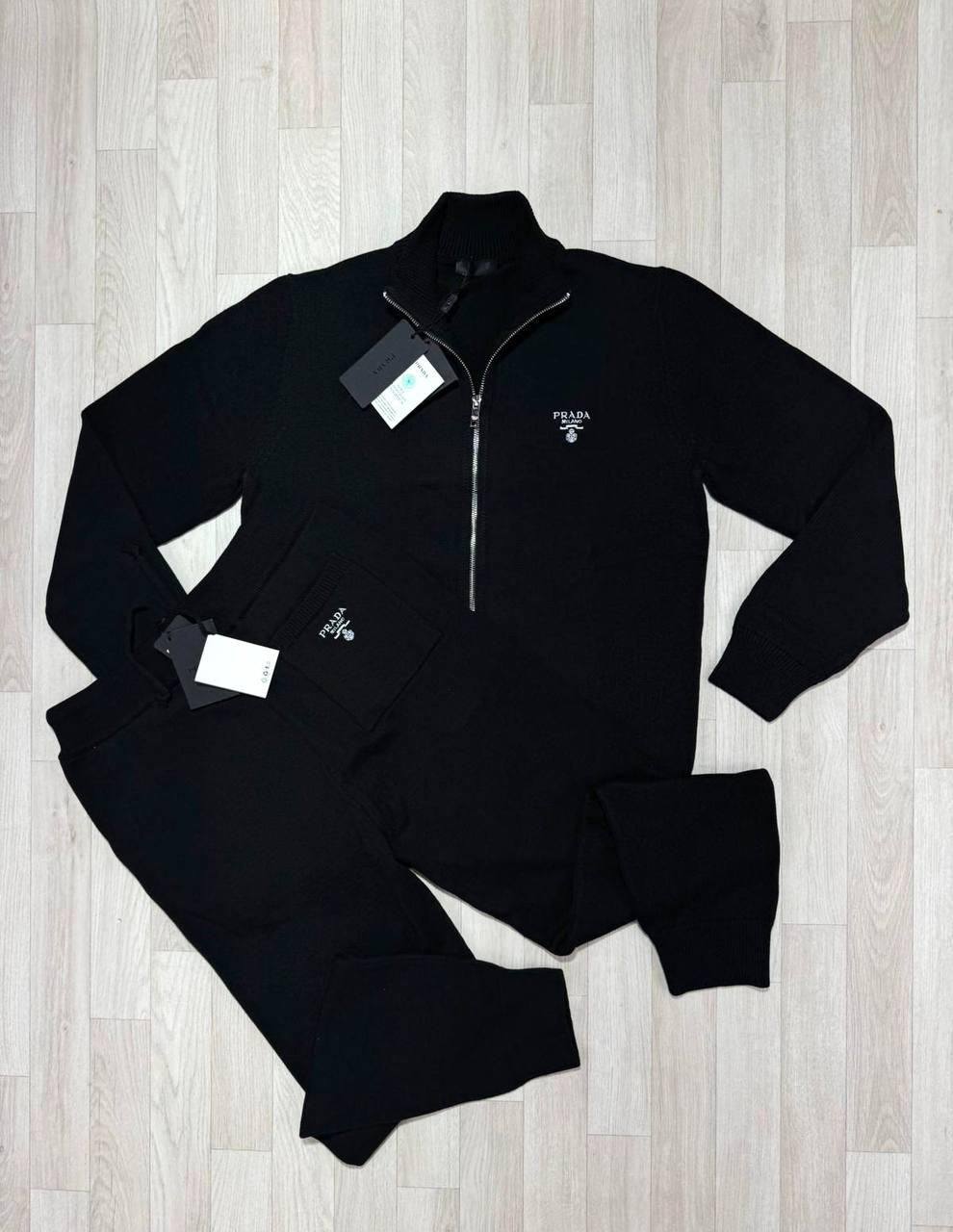 Prada Knitted Cashere Tracksuit with a Zip-Up Jacket & Matching Trousers