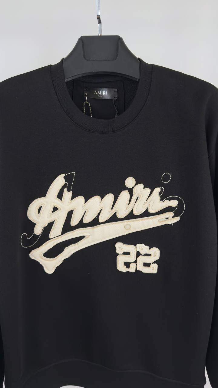 Amiri '22' Crewneck Jumper in Black Cotton