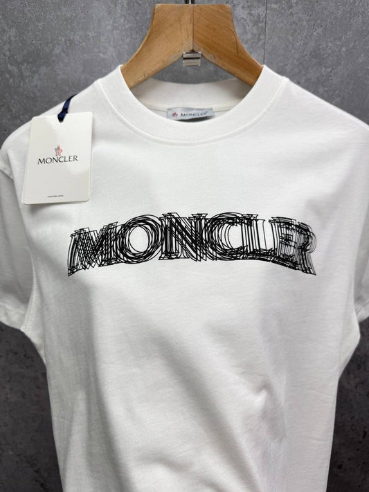 Moncler Blurred Logo Cotton T-Shirt, Blurred-Effect Logo Print Across the Chest