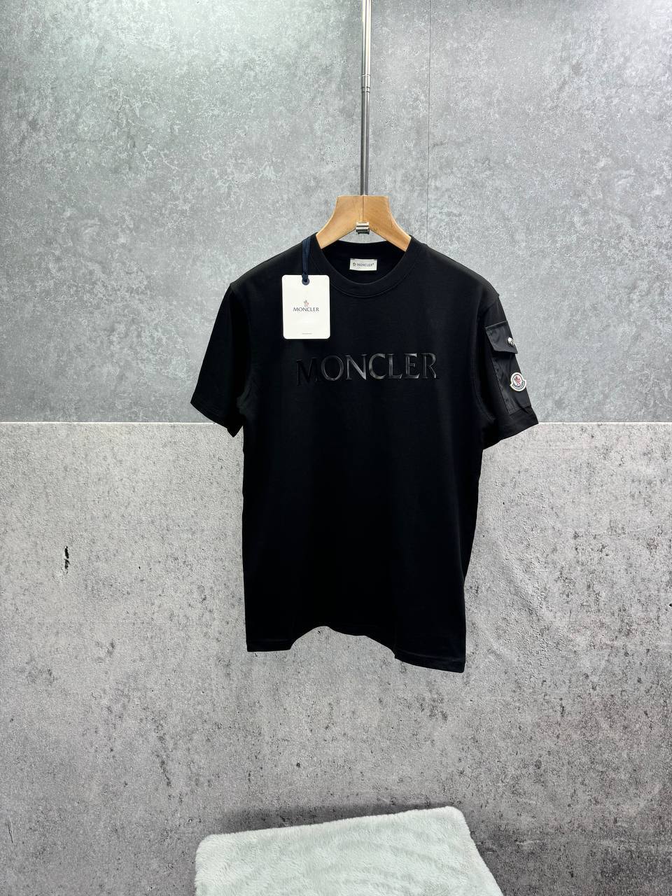 Moncler Cotton Jersey Pocket T-Shirt with an Embossed Logo on the Chest & a Logo Patch on the Sleeve Pocket