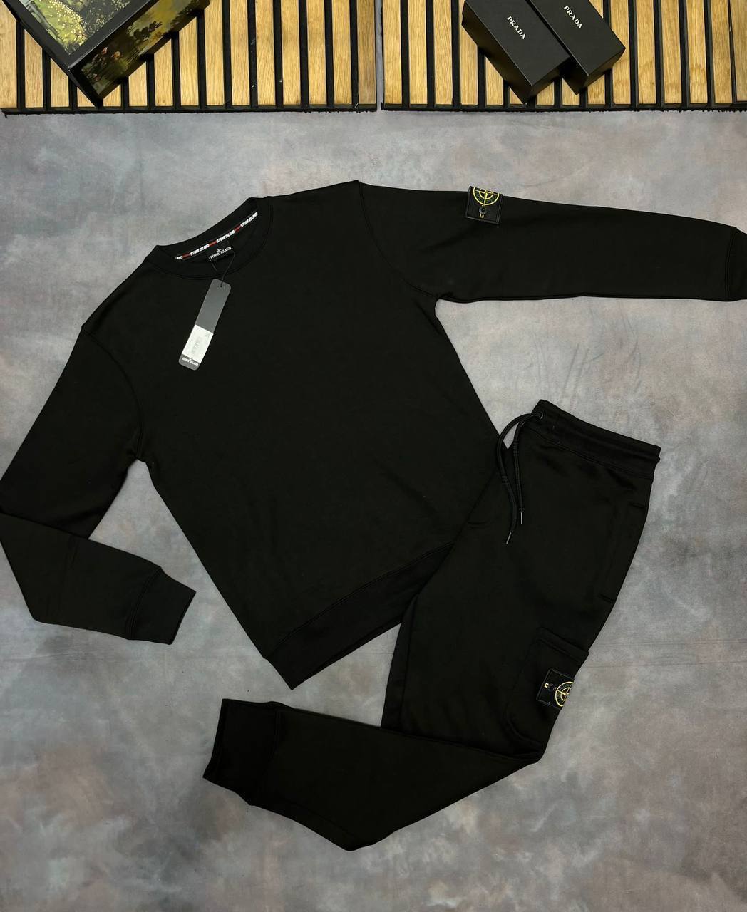 Stone Island Tracksuit with Brand's Iconic Compass Badge.