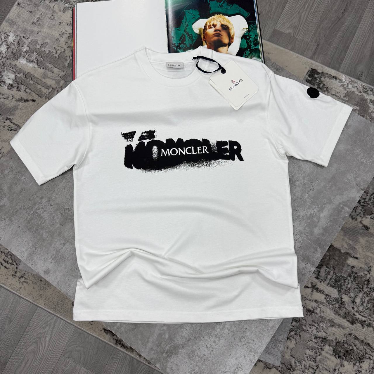 Moncler Ivory Logo Body Fit T-Shirt