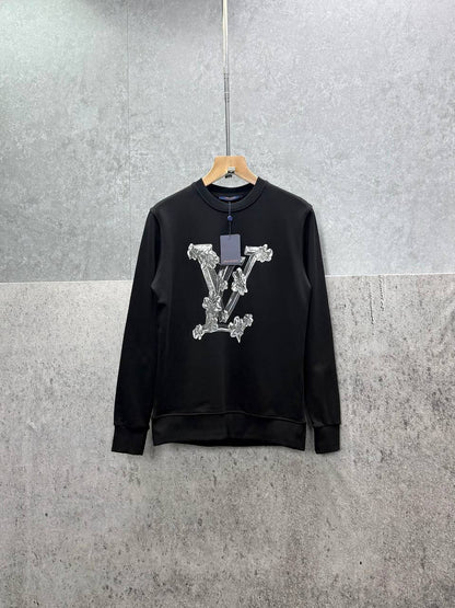 Louis Vuitton Black Jumper with a Studded LV Logo