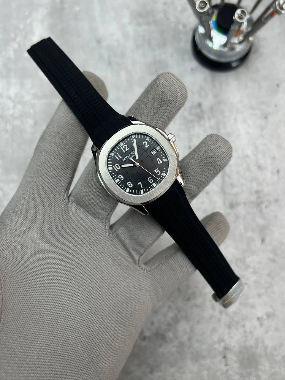 Patek Philippe Aquanaut 5167A-001 Watch in Stainless Steel with a Black Dial and a Black Composite Strap
