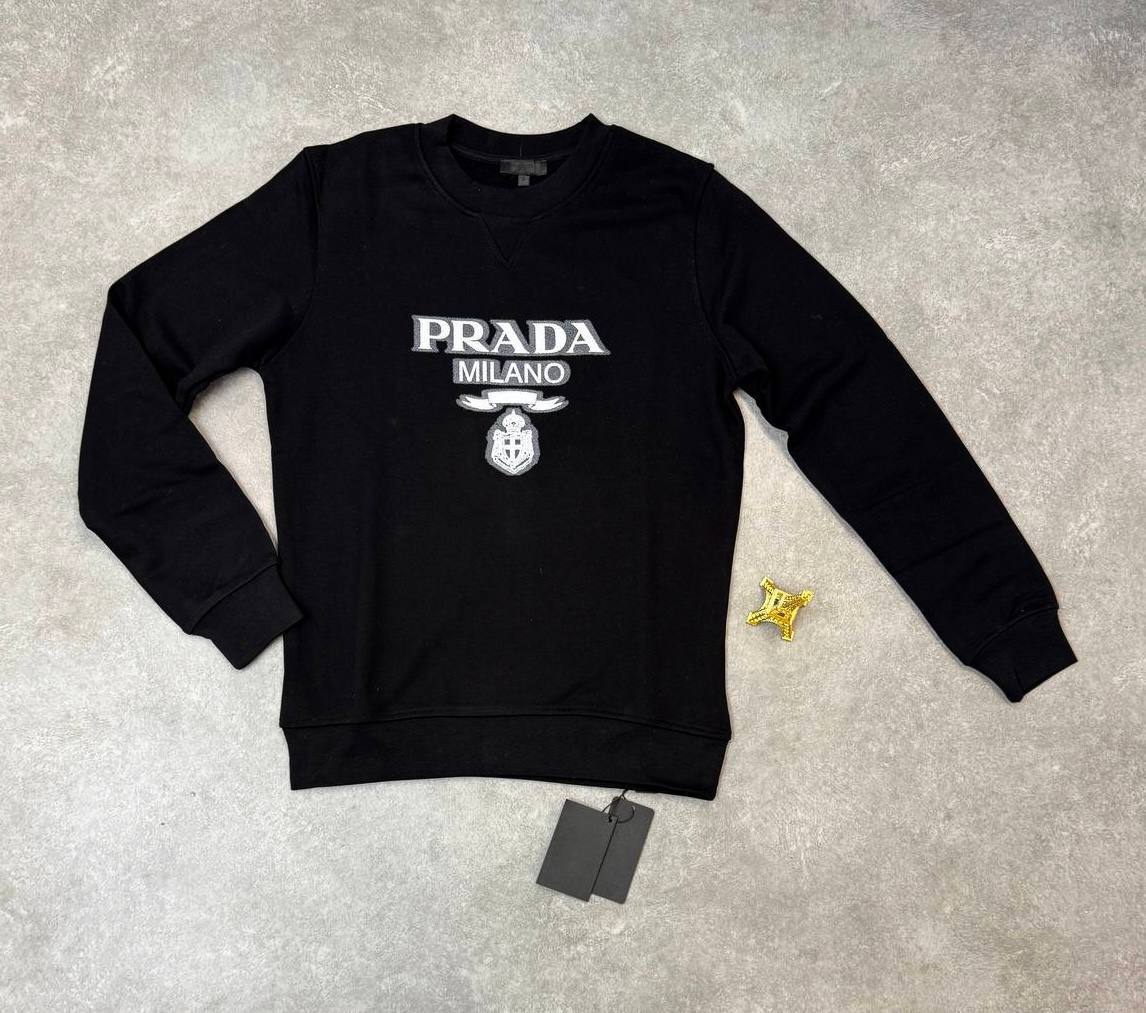 Prada Milano Logo Oversized Crewneck Jumper