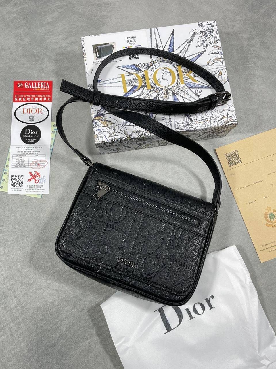 Dior Small Saddle Messenger Bag with Flap Black Dior Gravity Leather