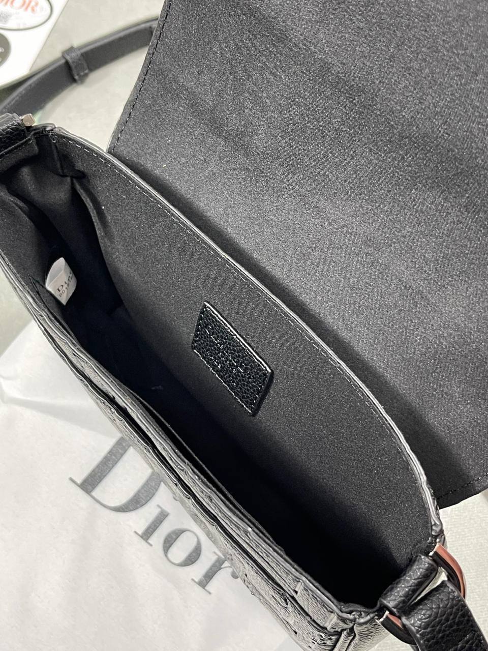 Dior Small Saddle Messenger Bag with Flap Black Dior Gravity Leather