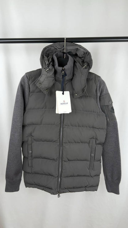 Moncler Hybrid Hooded Jacket with a Down Padded Front and Knitted Sleeves