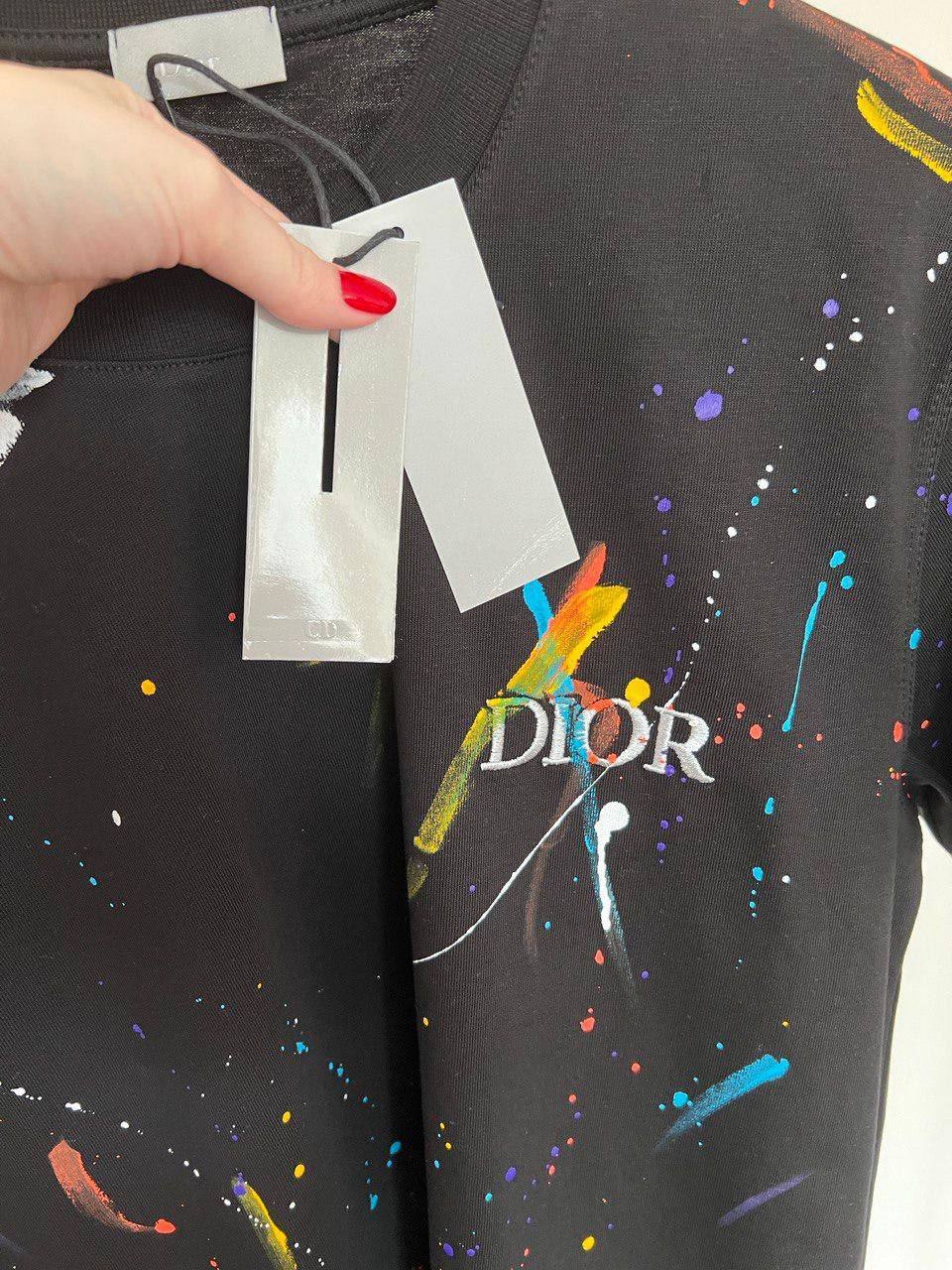 Dior Cotton Crewneck Multicolour Paint Splatter T-shirt | Design and Embroidered Logo