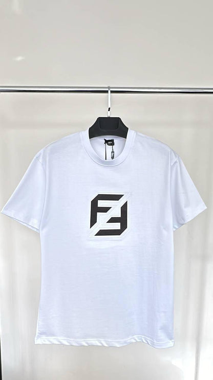 Fendi Cotton Crewneck T-Shirt with a FF Logo