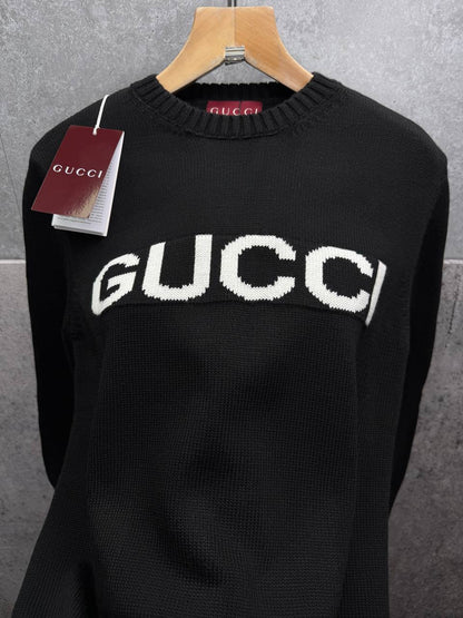Gucci Crewneck Logo-Embroidered Wool Jumper.