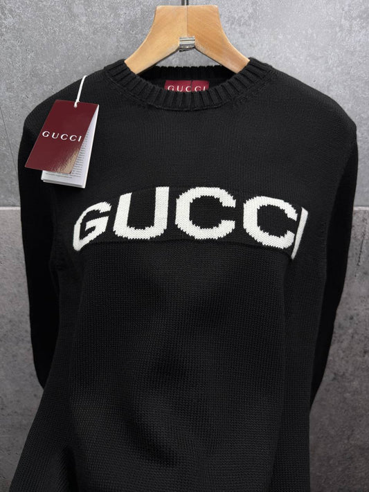 Gucci Crewneck Logo-Embroidered Wool Jumper.