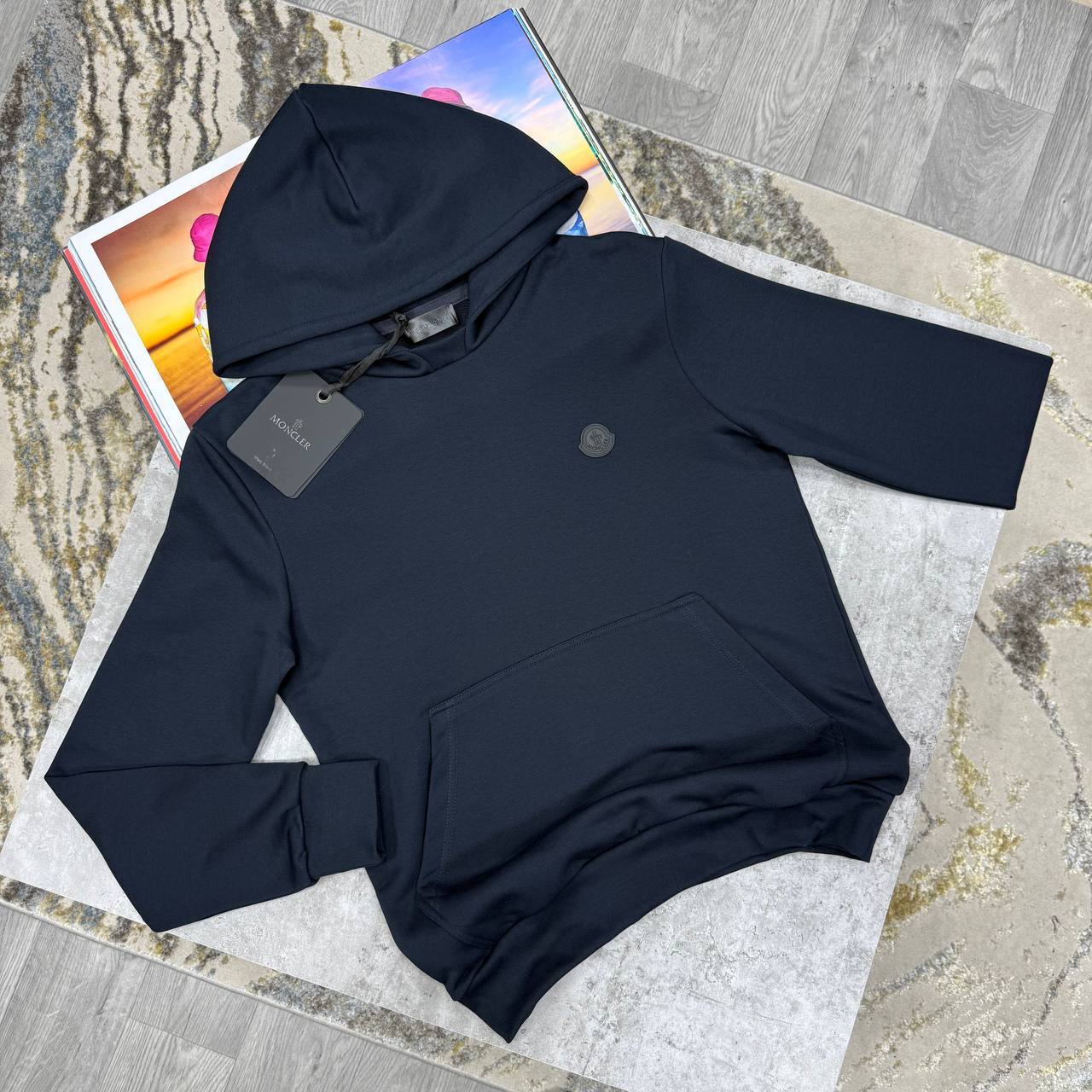 Moncler Black Logo Patch Cotton Hoodie