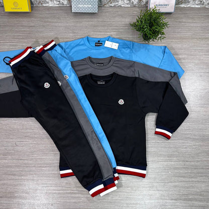 Moncler Cotton Tracksuit with Tricolor Striped