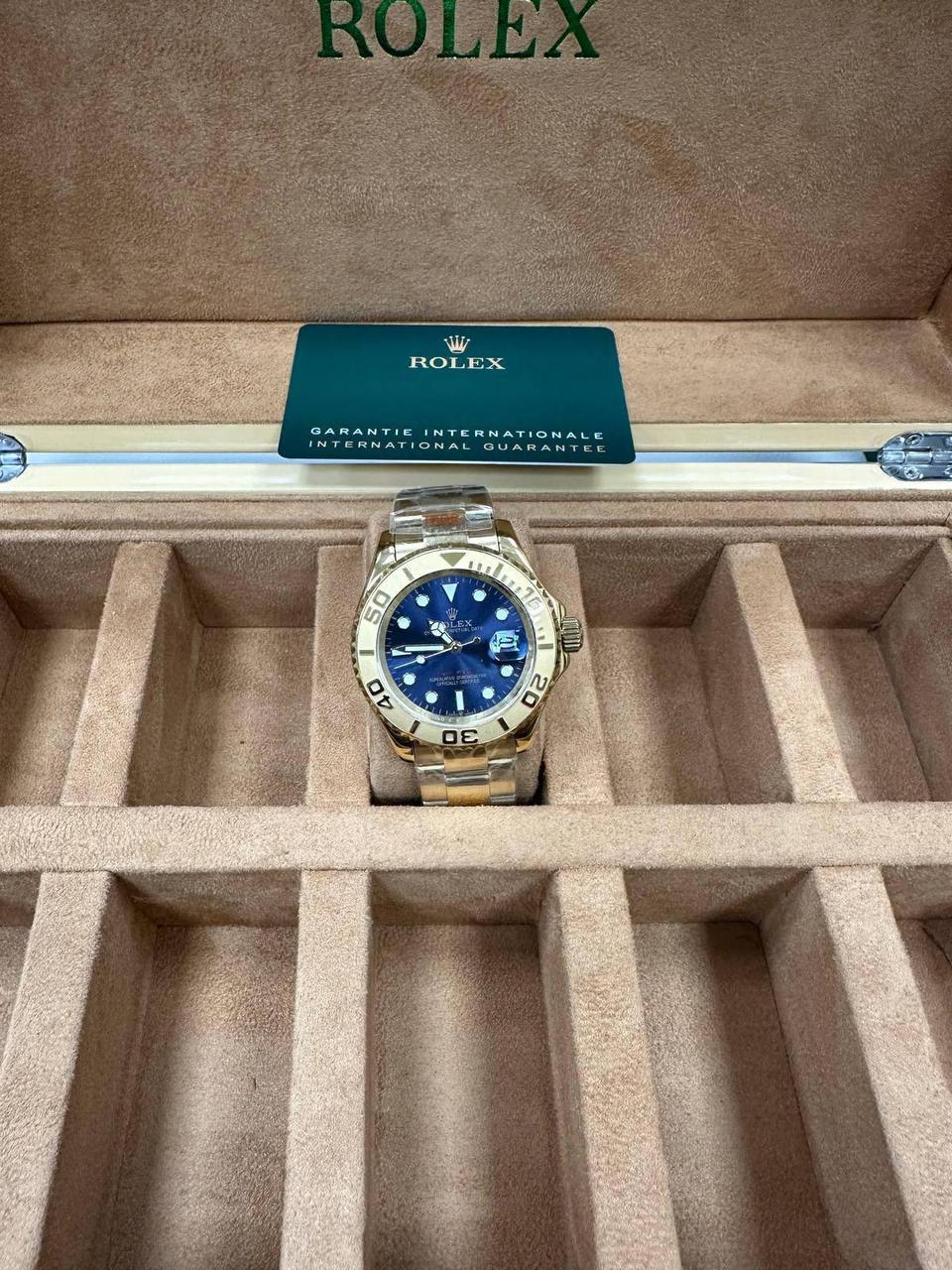 Rolex Yacht-Master Watch in a Two-Tone Gold and Steel Finish with a Blue Dial