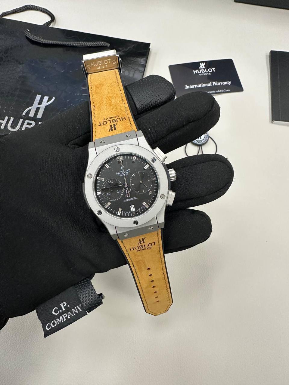 Hublot Big Bang Watch in Stainless Steel with Tan Leather Strap