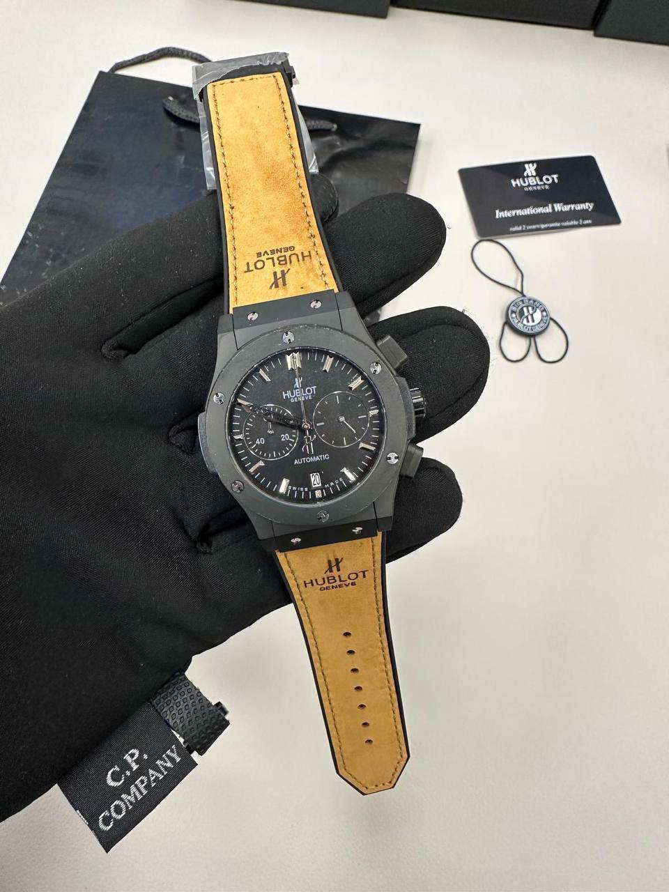 Hublot Big Bang Watch in Stainless Steel with Tan Leather Strap