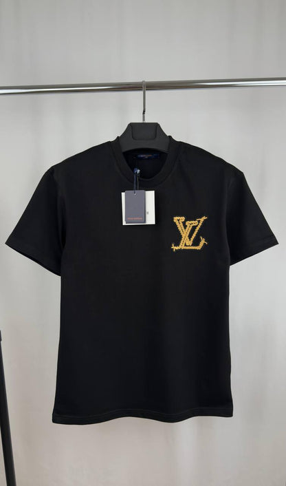 Louis Vuitton Embroidered Cotton T-Shirt with"Marque L. Vuitton déposée" Signature on the Back