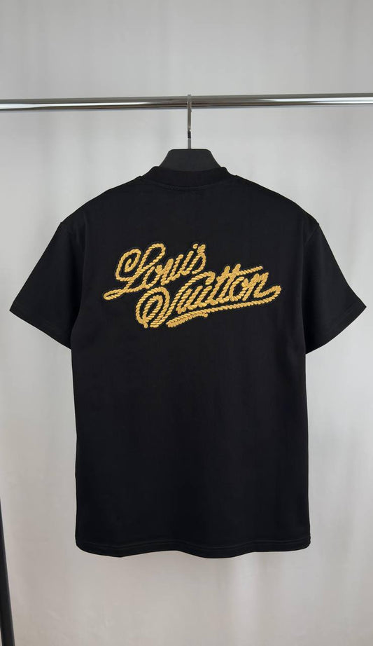 Louis Vuitton Embroidered Cotton T-Shirt with"Marque L. Vuitton déposée" Signature on the Back
