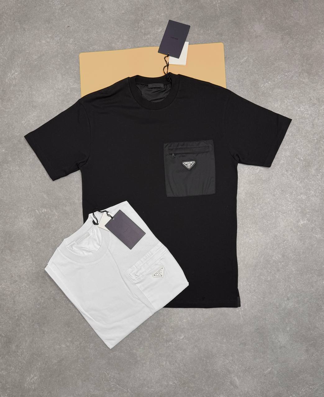 Prada Cotton T-Shirt with a Triangle Logo on the Pocket