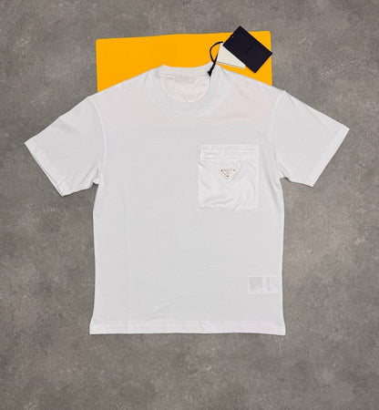 Prada Cotton T-Shirt with a Triangle Logo on the Pocket