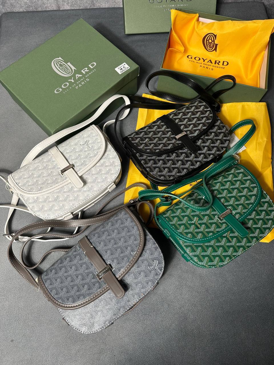 Goyard Belvedere PM Messenger Bag with Goyardine Canvas Leather Trim