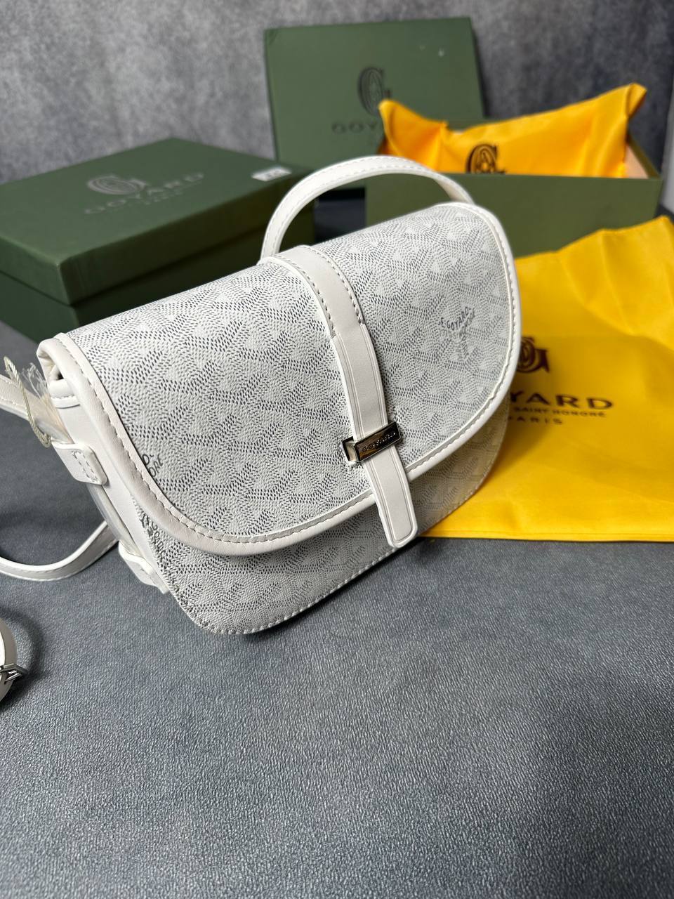 Goyard Belvedere PM Messenger Bag with Goyardine Canvas Leather Trim