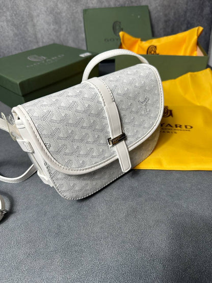 Goyard Belvedere PM Messenger Bag with Goyardine Canvas Leather Trim