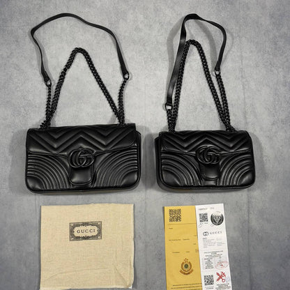 Gucci GG Marmont Shoulder Bag in Black Leather