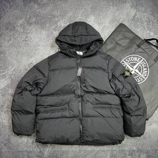 Stone Island Garment Dyed Crinkle Reps NY Adjustable Hooded Down Jacket