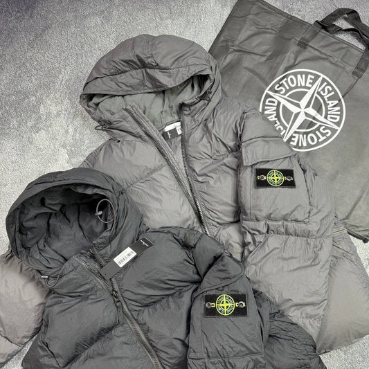 Stone Island Garment Dyed Crinkle Reps NY Adjustable Hooded Down Jacket
