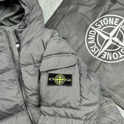 Stone Island Garment Dyed Crinkle Reps NY Adjustable Hooded Down Jacket