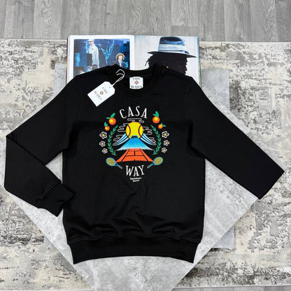 Casablanca Organic Cotton Graphic-Print Crew Neck Jumper Featuring the "Casa Way" Mountain Artwork