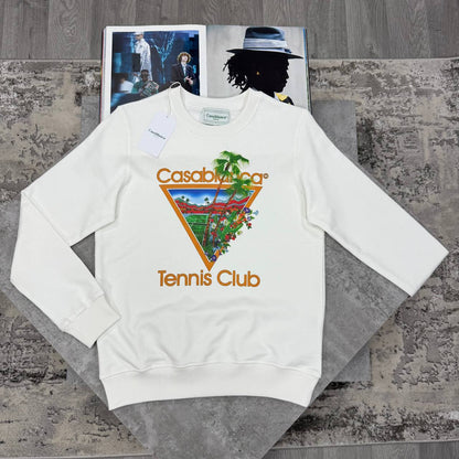 Casablanca Organic Cotton Graphic-Print Crew Neck Jumper Featuring the "Casa Way" Mountain Artwork