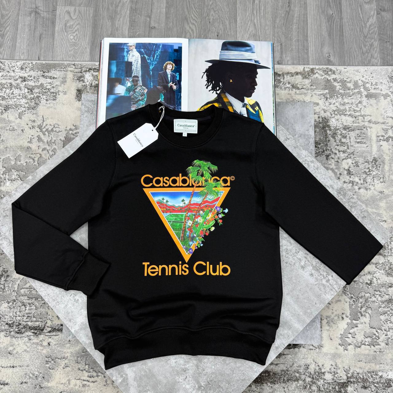 Casablanca Organic Cotton Graphic-Print Crew Neck Jumper Featuring the "Casa Way" Mountain Artwork