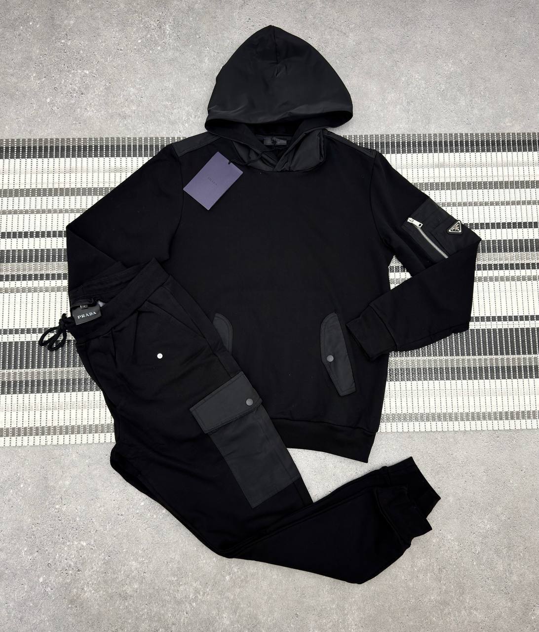 Prada Tracksuit with a Hoodie & Joggers Featuring Re-Nylon Details & the Brand's Logo