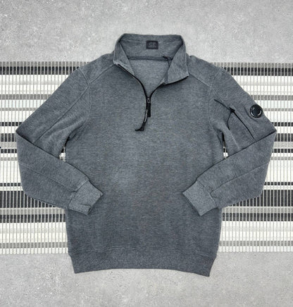 C.P. Company Quarter-Zipper Sweatshirt with a Lens Detail on the Sleeve