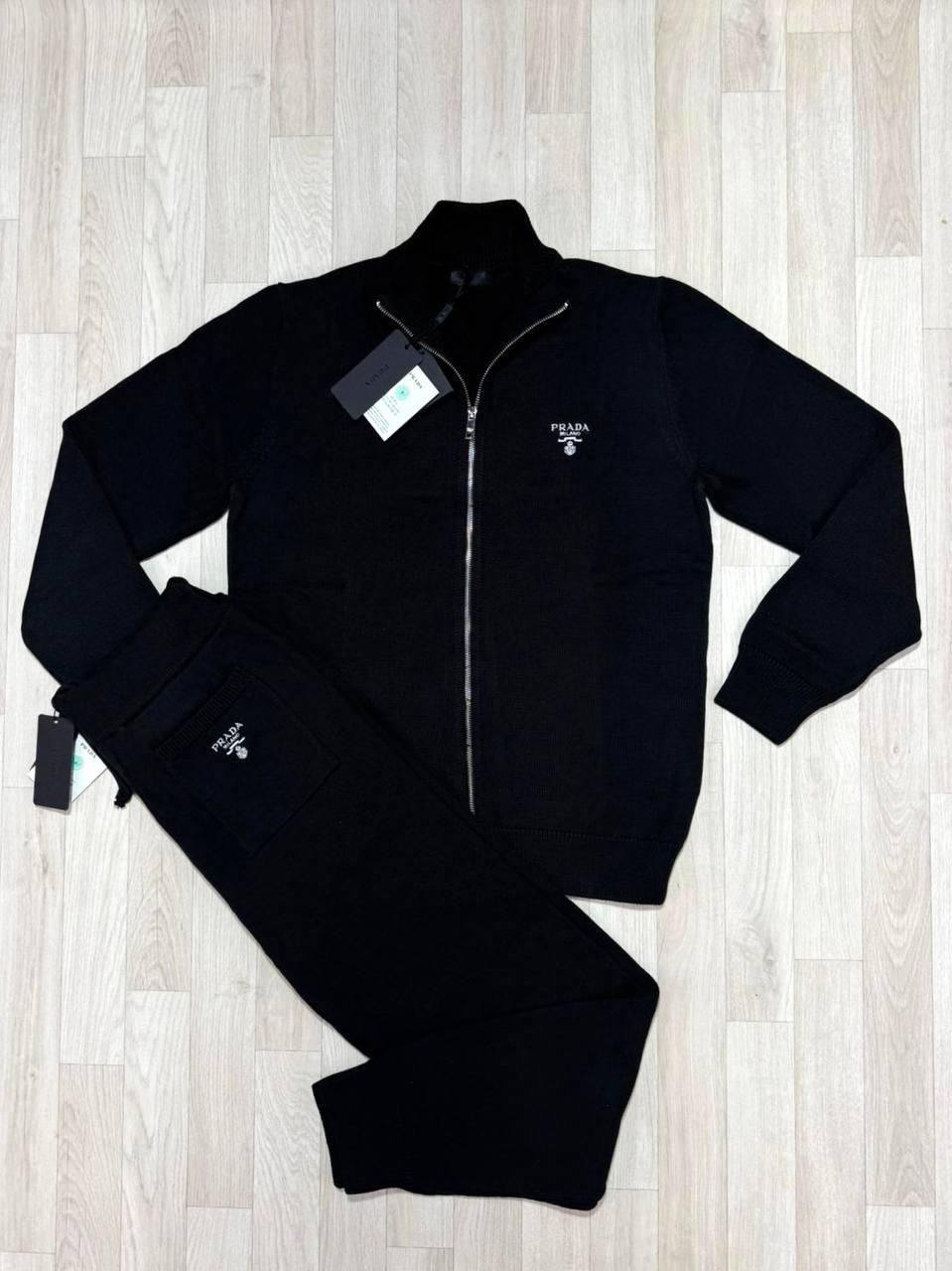 Prada Knitted Cashere Tracksuit with a Zip-Up Jacket & Matching Trousers