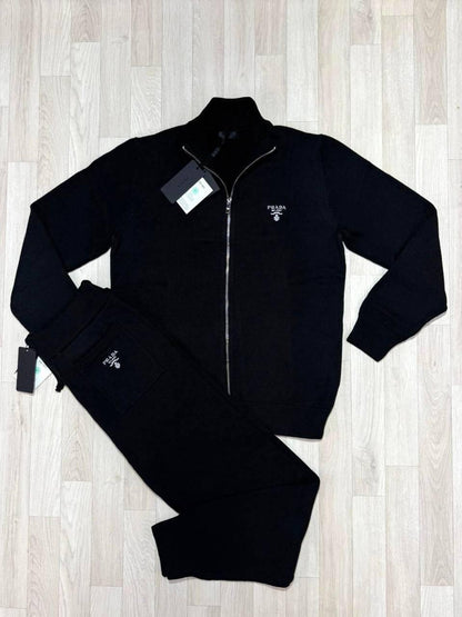 Prada Knitted Cashere Tracksuit with a Zip-Up Jacket & Matching Trousers