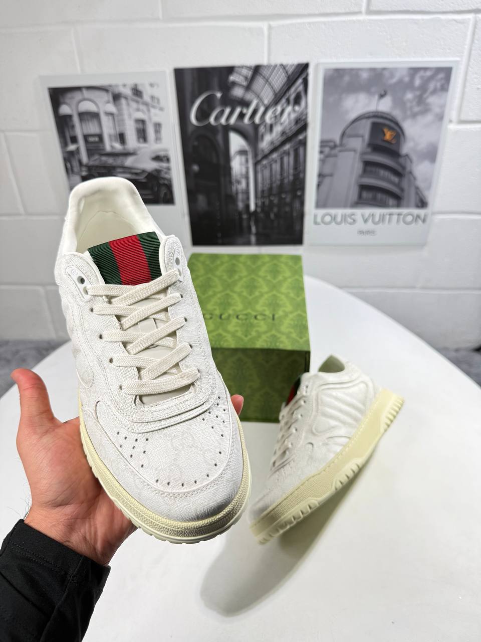 Gucci Calf Leather Re-Web Sneakers