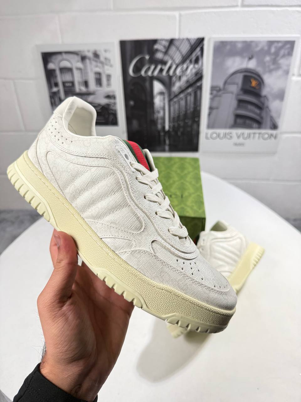 Gucci Calf Leather Re-Web Sneakers
