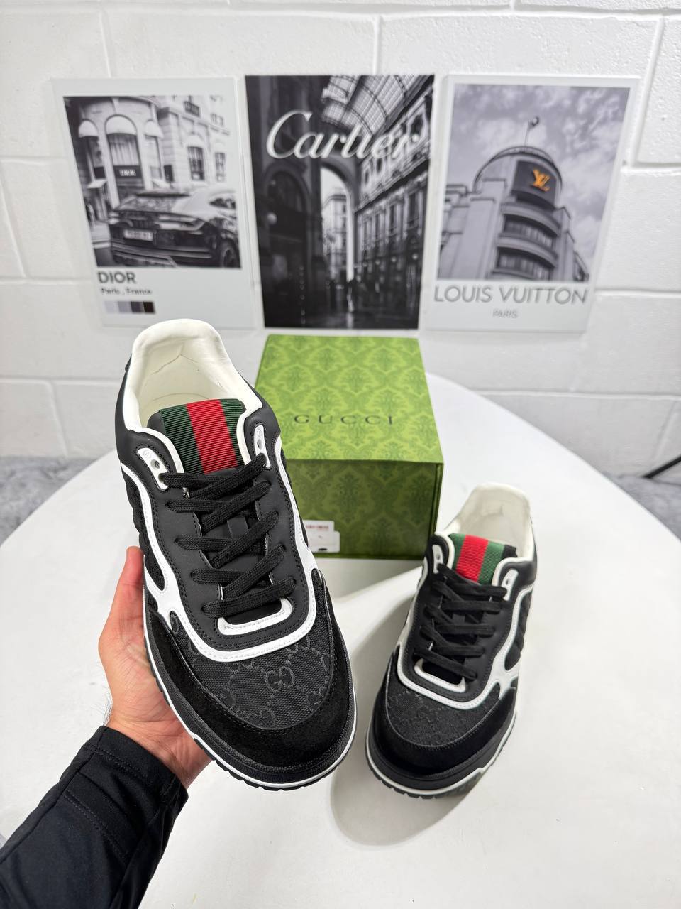 Gucci Calf Leather Re-Web Sneakers