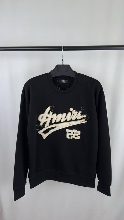 Amiri '22' Crewneck Jumper in Black Cotton