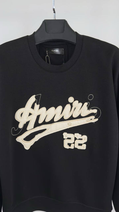 Amiri '22' Crewneck Jumper in Black Cotton